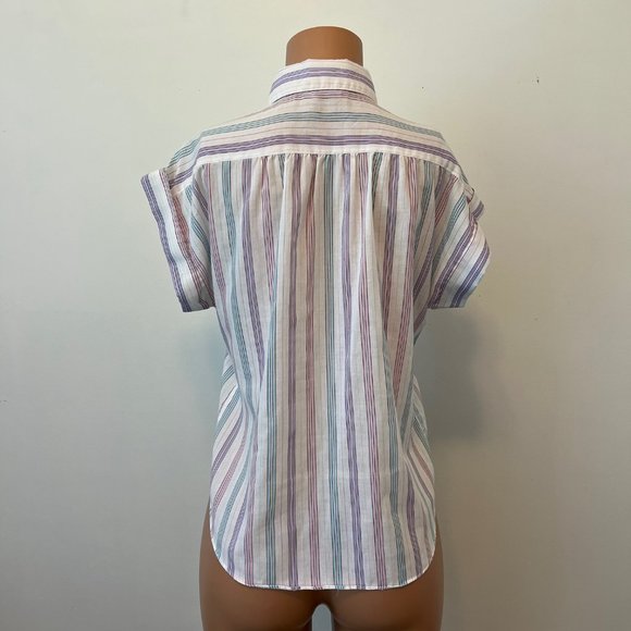 Vintage Pastel Striped Sleeveless Collared Button Up - Picture 3 of 8